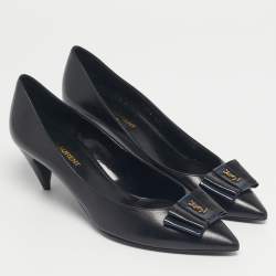 Pre Owned Saint Laurent Black Leather Anai Pumps Size 37.5