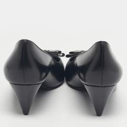 Pre Owned Saint Laurent Black Leather Anai Pumps Size 37.5