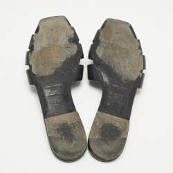 Pre Owned Saint Laurent Black Patent Leather Tribute Flat Slides Size 39