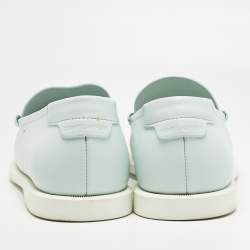 Pre Owned Saint Laurent Blue Leather Penny Slip On Loafers Size 42