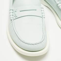 Pre Owned Saint Laurent Blue Leather Penny Slip On Loafers Size 42