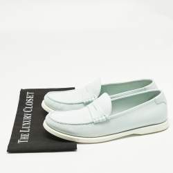 Pre Owned Saint Laurent Blue Leather Penny Slip On Loafers Size 42