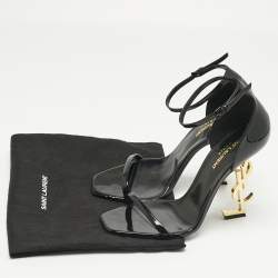 Pre Owned Saint Laurent Black Patent Leather Opyum Sandals Size 39