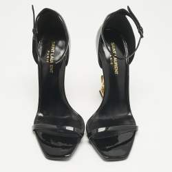 Pre Owned Saint Laurent Black Patent Leather Opyum Sandals Size 39