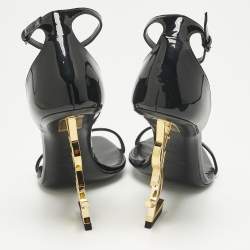 Pre Owned Saint Laurent Black Patent Leather Opyum Sandals Size 39