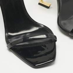 Pre Owned Saint Laurent Black Patent Leather Opyum Sandals Size 39