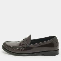 Pre Owned Saint Laurent Burgundy Leather Le Loafers Size 37.5