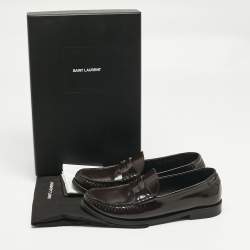 Pre Owned Saint Laurent Burgundy Leather Le Loafers Size 37.5