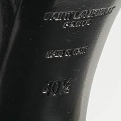 Pre Owned Saint Laurent Black Leather Platz Patform Ankle Strap Sandals Size 40.5