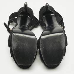Pre Owned Saint Laurent Black Suede Tribute Platform Sandals Size 40.5