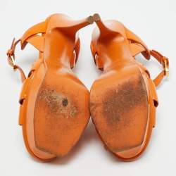 Pre Owned Saint Laurent Paris Patent Leather Tribute Platform Sandals Size 36