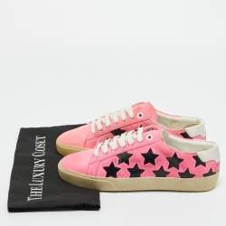 Pre Owned Saint Laurent Pink Suede Court Classic Lace Up Sneakers Size 37
