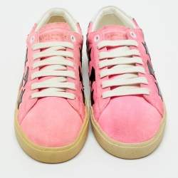 Pre Owned Saint Laurent Pink Suede Court Classic Lace Up Sneakers Size 37