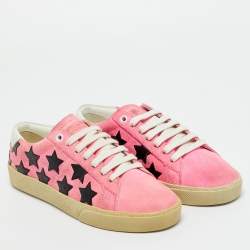 Pre Owned Saint Laurent Pink Suede Court Classic Lace Up Sneakers Size 37