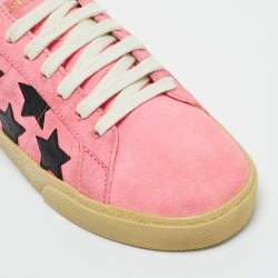 Pre Owned Saint Laurent Pink Suede Court Classic Lace Up Sneakers Size 37