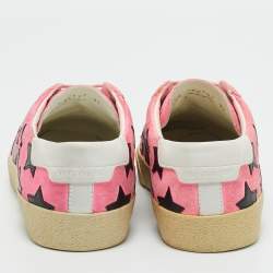 Pre Owned Saint Laurent Pink Suede Court Classic Lace Up Sneakers Size 37