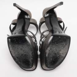 Pre Owned Saint Laurent Paris Metallic Leather Bianca Platform Sandals Size 41