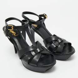 Pre Owned  Saint Laurent Leather Platform Sandals Size 40