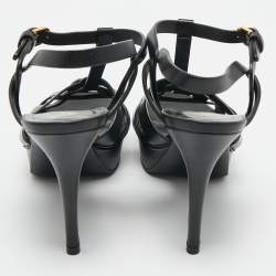 Pre Owned  Saint Laurent Leather Platform Sandals Size 40