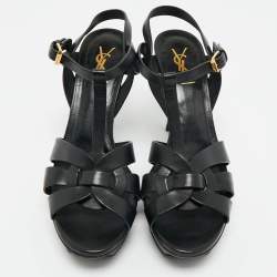 Pre Owned  Saint Laurent Leather Platform Sandals Size 40