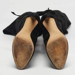 Pre Owned Saint Laurent Black Suede Knee Length Boots Size 38