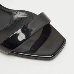 Pre Owned Saint Laurent Black Patent Leather Ankle Strap Sandals Size 39.5
