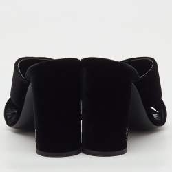 Pre Owned Saint Laurent Black Velvet Loulou Slide Sandals Size 35.5