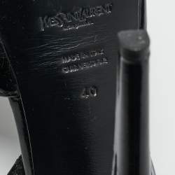 Pre Owned Saint Laurent Black Patent Y Bow Platform Slingback Sandals Size 40