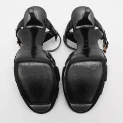 Pre Owned Saint Laurent Black Patent Leather Tribute Sandals Size 36