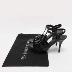 Pre Owned Saint Laurent Black Patent Leather Tribute Sandals Size 36