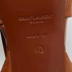Pre Owned Saint Laurent Brown Leather Tribute Platform Sandals Size 40