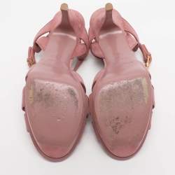 Pre Owned Saint Laurent Paris Pink Suede Tribute Platform Sandals Size 37.5