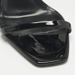 Pre Owned Saint Laurent Paris Black Patent Leather Opyum Ankle Strap Sandals Size 39