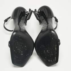 Pre Owned Saint Laurent Paris Black Patent Leather Opyum Ankle Strap Sandals Size 39