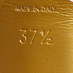 Pre Owned Saint Laurent Gold Croc Embossed Leather Tribute Platform Sandals Size 37.5