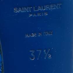 Pre Owned Saint Laurent Paris Blue Lizard Embossed Leather Tribute Platform Sandals Size 37.5