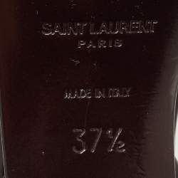 Pre Owned Saint Laurent Paris Burgundy Patent Leather Tribute Platform Sandals Size 37.5