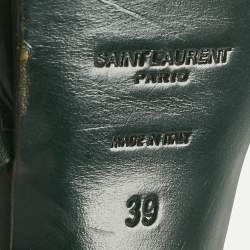 Pre Owned Saint Laurent Green Leather Tribute Platform Sandals Size 39