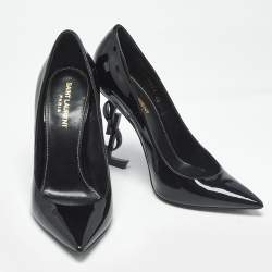 Pre Owned Saint Laurent Black Patent Leather Opyum Pumps Size 38