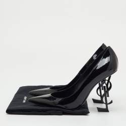 Pre Owned Saint Laurent Black Patent Leather Opyum Pointed Toe Pumps Size 39