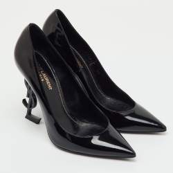 Pre Owned Saint Laurent Black Patent Leather Opyum Pointed Toe Pumps Size 39