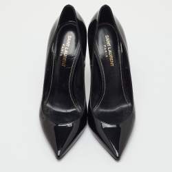 Pre Owned Saint Laurent Black Patent Leather Opyum Pointed Toe Pumps Size 39