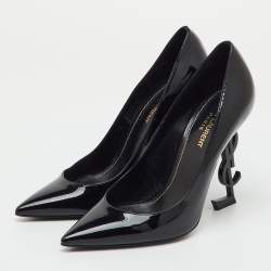 Pre Owned Saint Laurent Black Patent Leather Opyum Pointed Toe Pumps Size 39