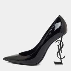 Pre Owned Saint Laurent Black Patent Leather Opyum Pointed Toe Pumps Size 39
