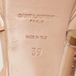 Pre Owned Saint Laurent Beige Patent Leather Tribute Platform Sandals Size 39