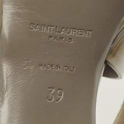 Pre Owned Saint Laurent Grey Patent Leather Tribute Platform Sandals Size 39