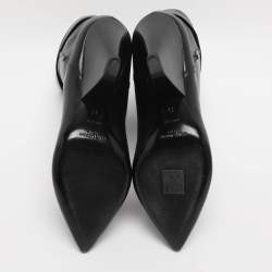 Pre Owned Saint Laurent Paris Black Leather Mid Calf Boots Size 39