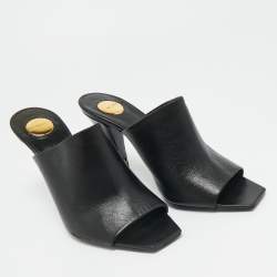 Pre Owned Saint Laurent Black Leather Jill Mules Size 37