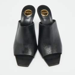 Pre Owned Saint Laurent Black Leather Jill Mules Size 37