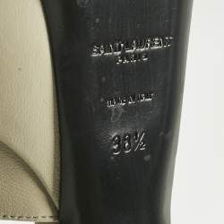 Pre Owned Saint Laurent Cream Leather Jodie Ankle Strap Sandals Size 38.5